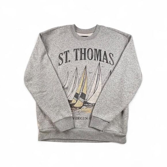 Hollister Tops - Hollister St. Thomas Virgin Islands Sailboat Sweatshirt Gray Women's Large
